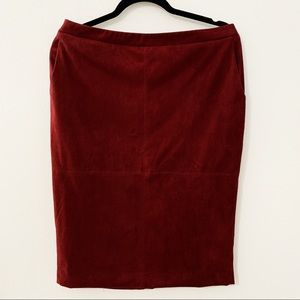 Burgundy suede pencil skirt